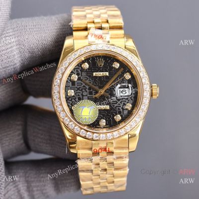 Swiss Quality Rolex Datejust II Citizen 8215 Watch Gold Jubilee Black Micro Dial 41mm